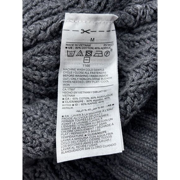 Old Navy Gray Cable Knit Button-Up Cardigan Sweater M 60% Cotton 40% Acrylic Wom - Picture 5 of 11
